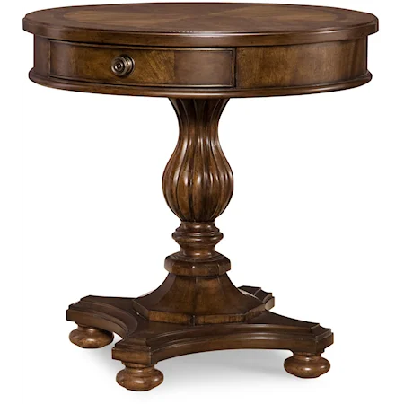 Round Lamp Table with Drawer